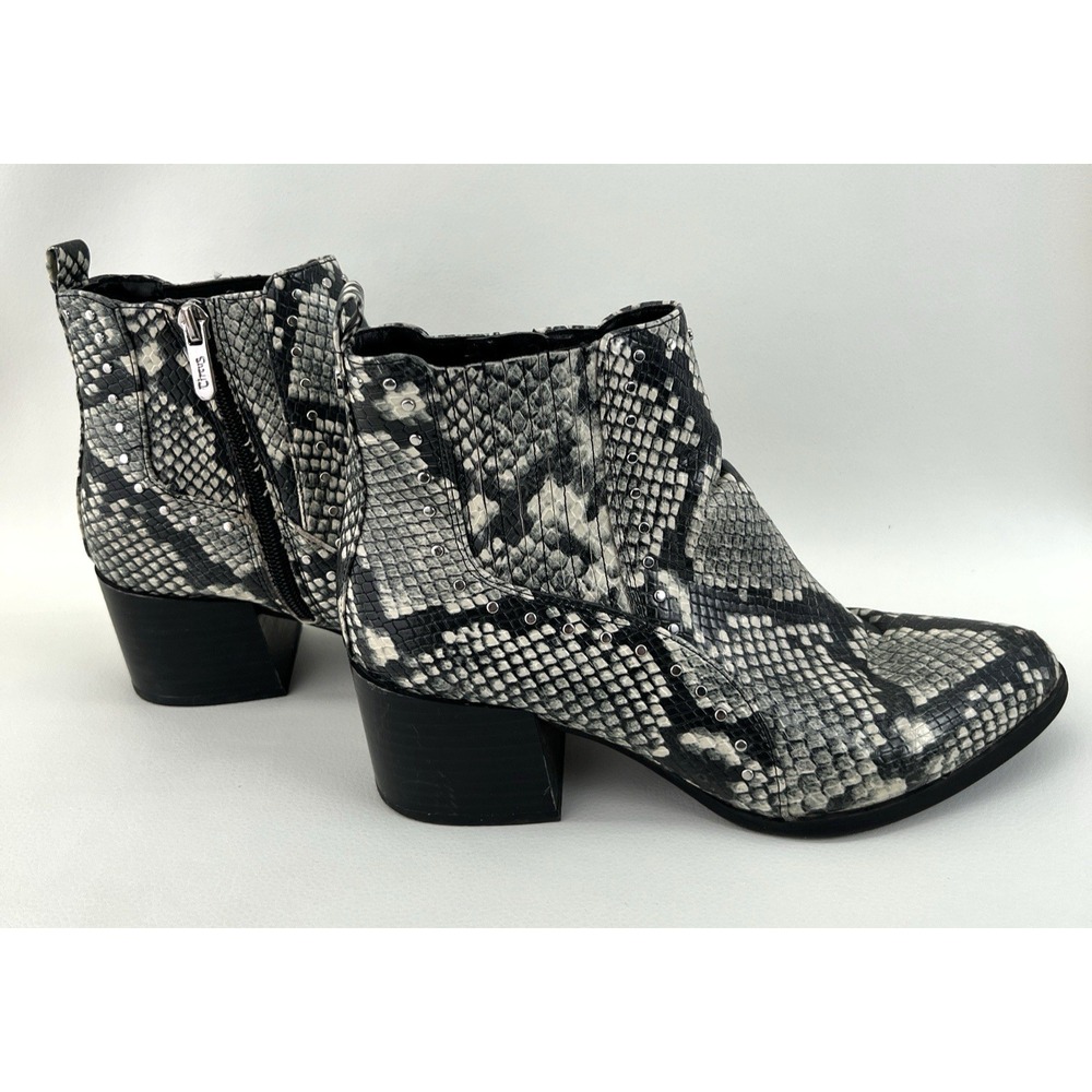 Circus NY Sam Edelman Faux Snakeskin Studded Stretch Zip Ankle Boots Jenna Sz 6